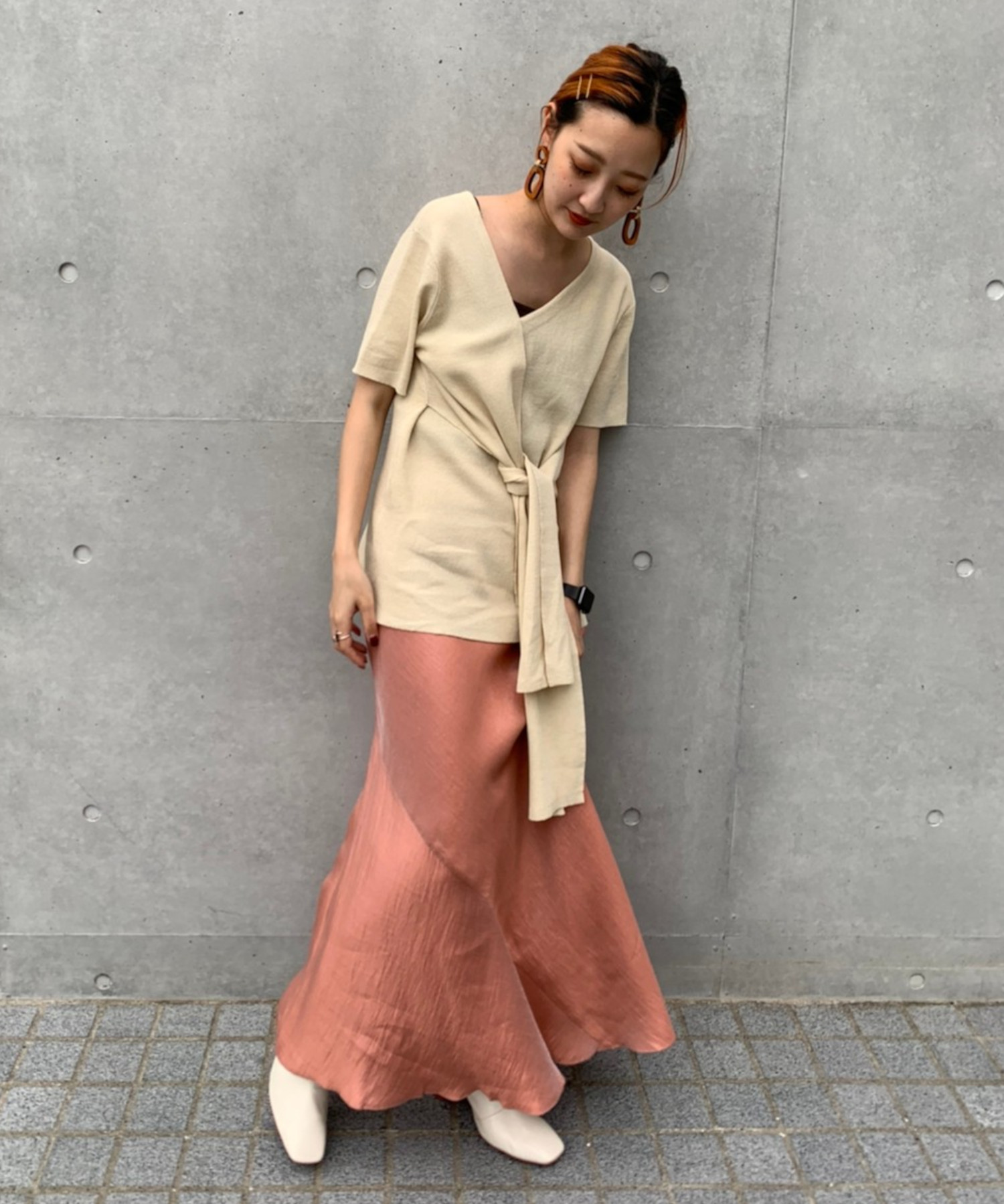 【予約商品】フロントリボンアシメデザインニット