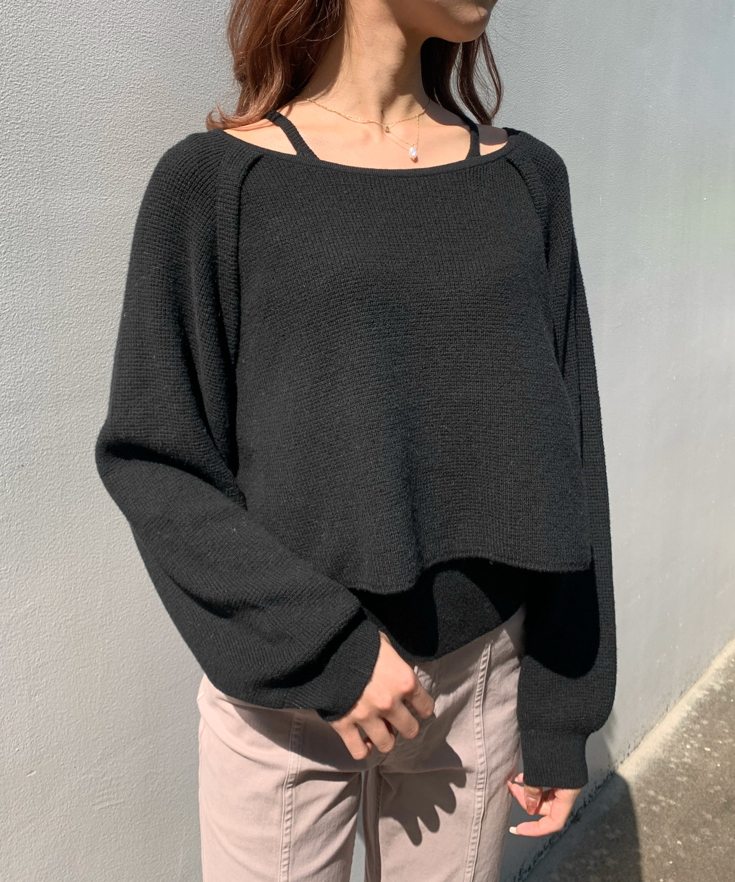 【予約商品】ワッフルショートニットレイヤードアメスリニット 【予約商品】ワッフルショートニットレイヤードアメスリニット