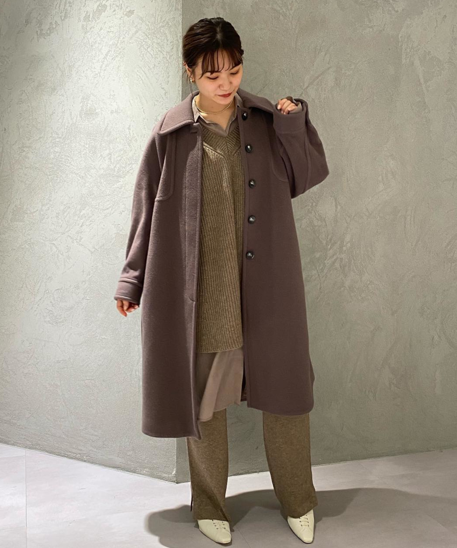 【予約商品】ニットベストドッキングビッグシャツ