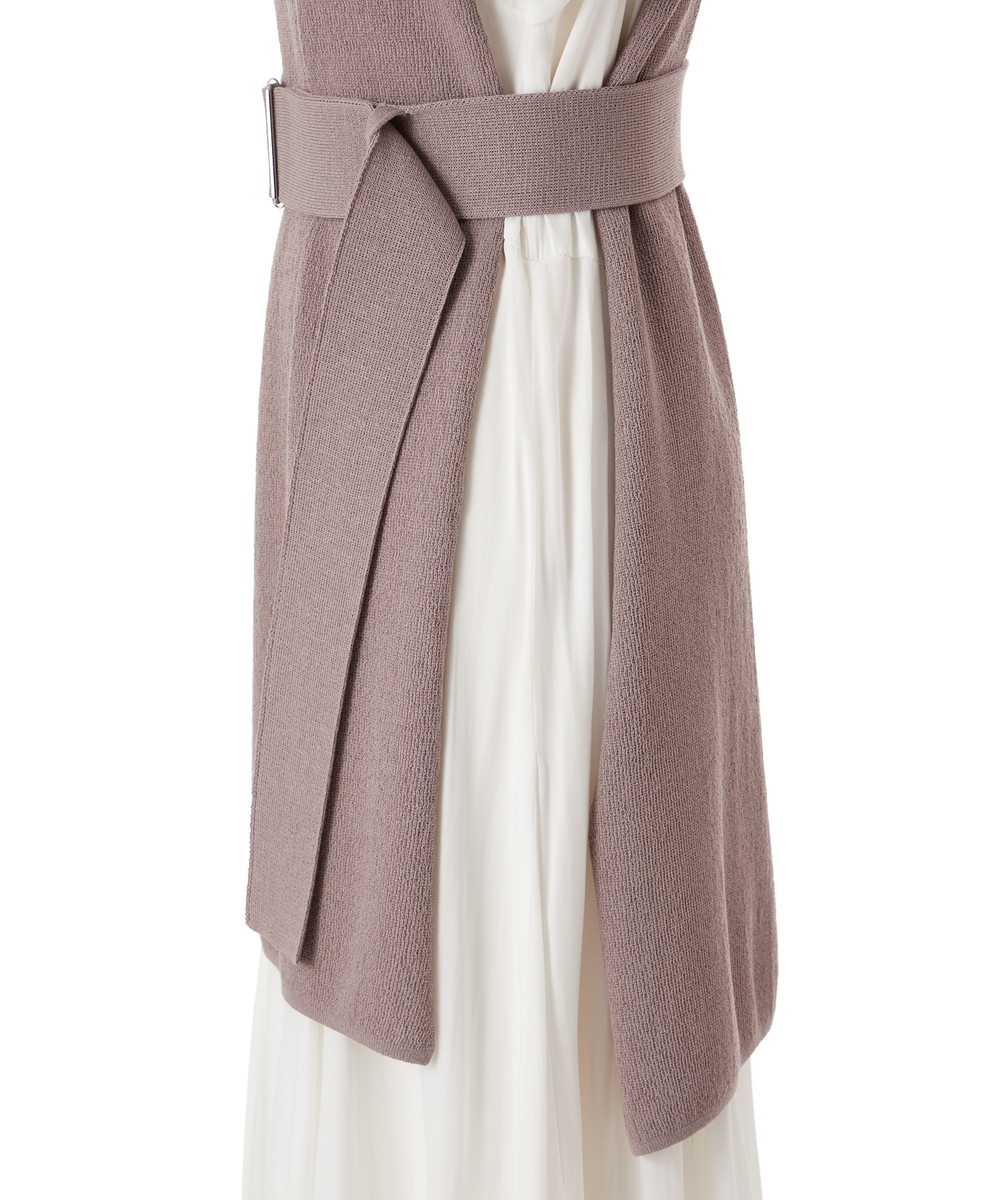 【予約商品】ニットベストレイヤードボリュームスリーブワンピース