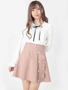 パールボタンサイドフリルスカート