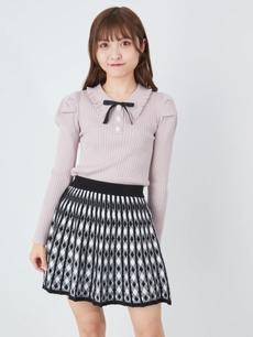 チェック柄プリーツニットスカート