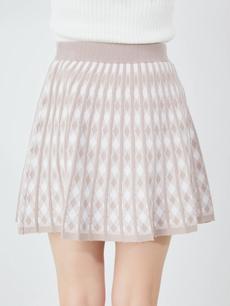 チェック柄プリーツニットスカート