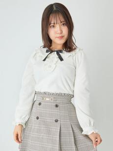 フロントビジュー配色フリルTOPS フロントビジュー配色フリルTOPS