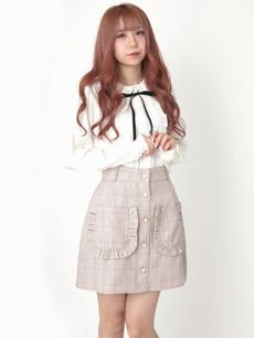 チェック柄フリルポケットスカート