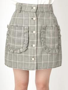チェック柄フリルポケットスカート