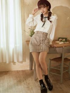 チェック柄フリルポケットスカート