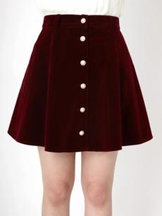パールボタンベロアフレアスカート