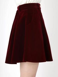パールボタンベロアフレアスカート
