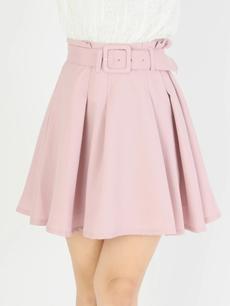 ベルト付きタックフレアスカート
