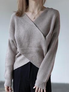 【RE ARRIVAL】cross design knit / beige