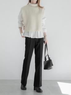 【NEW】high neck knit vest / ivory