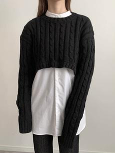 【RE ARRIVAL】short cable knit / black