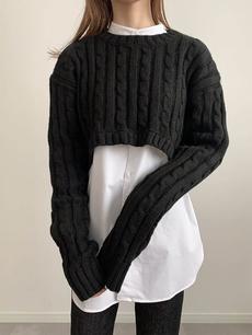 【RE ARRIVAL】short cable knit / black