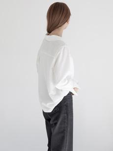 【NEW】open collar shirt / white