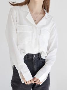 【NEW】open collar shirt / white
