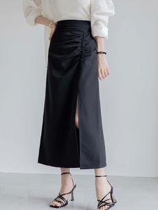 【RE ARRIVAL】front slit design skirt / black