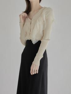 【NEW】 tulle frill cardigan / beige