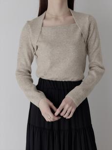 【RE ARRIVAL】 layered design rib knit / beige