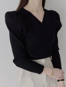 【RE ARRIVAL】 puff shoulder cachecoeur knit / black