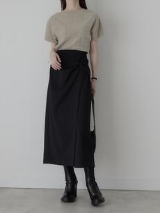 【NEW】 knot design wrap skirt / black