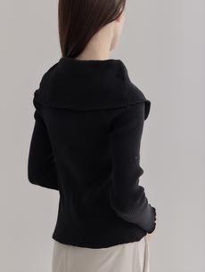 【NEW】 asymmetry collar button design knit