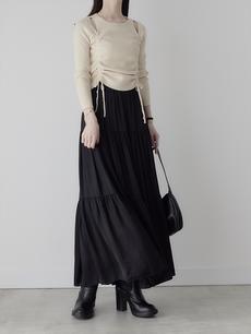 【NEW】 ribbon gather rib knit / beige 【NEW】 ribbon gather rib knit / beige