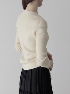 【NEW】 ribbon gather rib knit / beige