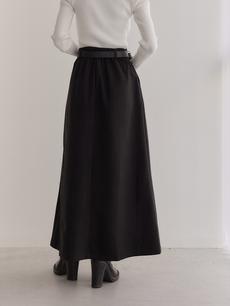 【NEW】 belt set inverted pleats skirt / black