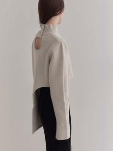 【SPECIAL PRICE】 asymmetry hem design knit / greige