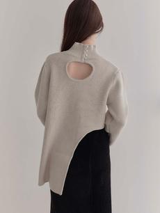 【SPECIAL PRICE】 asymmetry hem design knit / greige