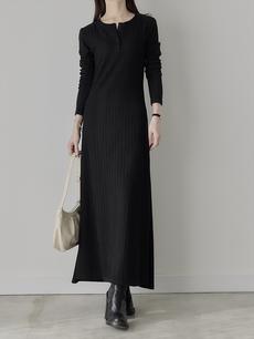 【NEW】 soft touch long dress / black