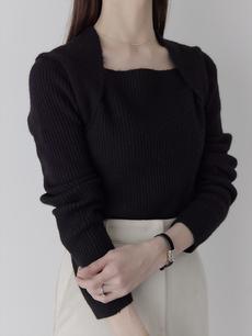 【NEW】 layered design rib knit / black 【NEW】 layered design rib knit / black