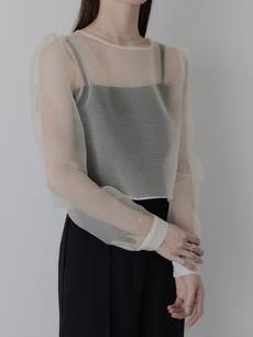 【NEW】puff sleeve sheer blouse / beige