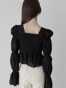 【NEW】ruffle frill puff blouse / black