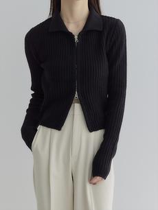 【RE ARRIVAL】double zip rib knit / black