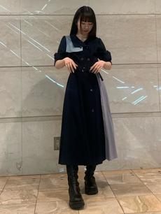 配色トレンチワンピース