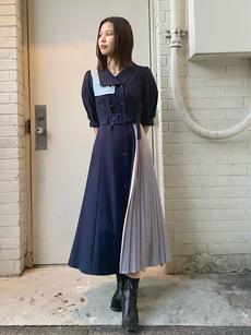 配色トレンチワンピース