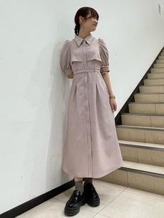 デコルテあきストライプシャツワンピース