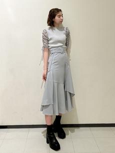 アシメフレアベルト付きスカート