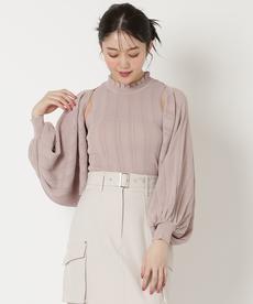透かし編みリブボレロ