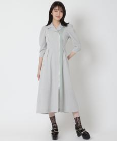 シャツチェックジップワンピース