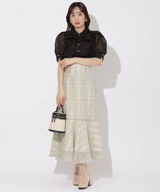オーガンジーリボンタイブラウス オーガンジーリボンタイブラウス