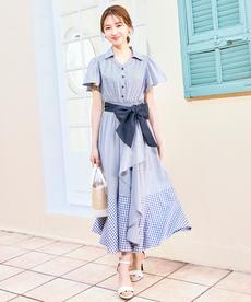 ギンガムラッフルシャツワンピース ギンガムラッフルシャツワンピース