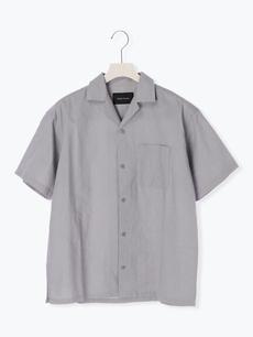 綿麻オープンカラー半袖シャツ