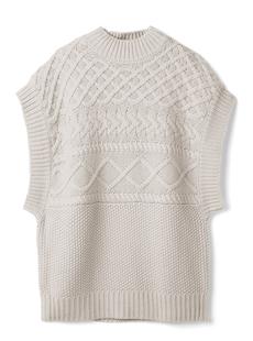 ハイネックケーブル編みニットベスト[fo1478]