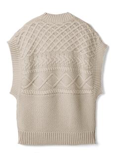 ハイネックケーブル編みニットベスト[fo1478]
