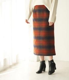 【10%OFF Campaign】
【WEB限定カラー:ベージュ】BIGチェックアイラインロングスカート