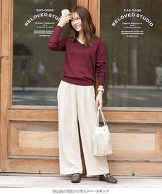 選べるネックタイプ シンプルニットトップス [C4997]