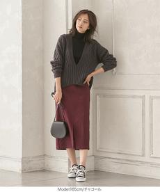 ≪トップス全品送料無料！12/14(月)朝11:59まで≫インドネシア深Vネックケーブルニット [C4783]